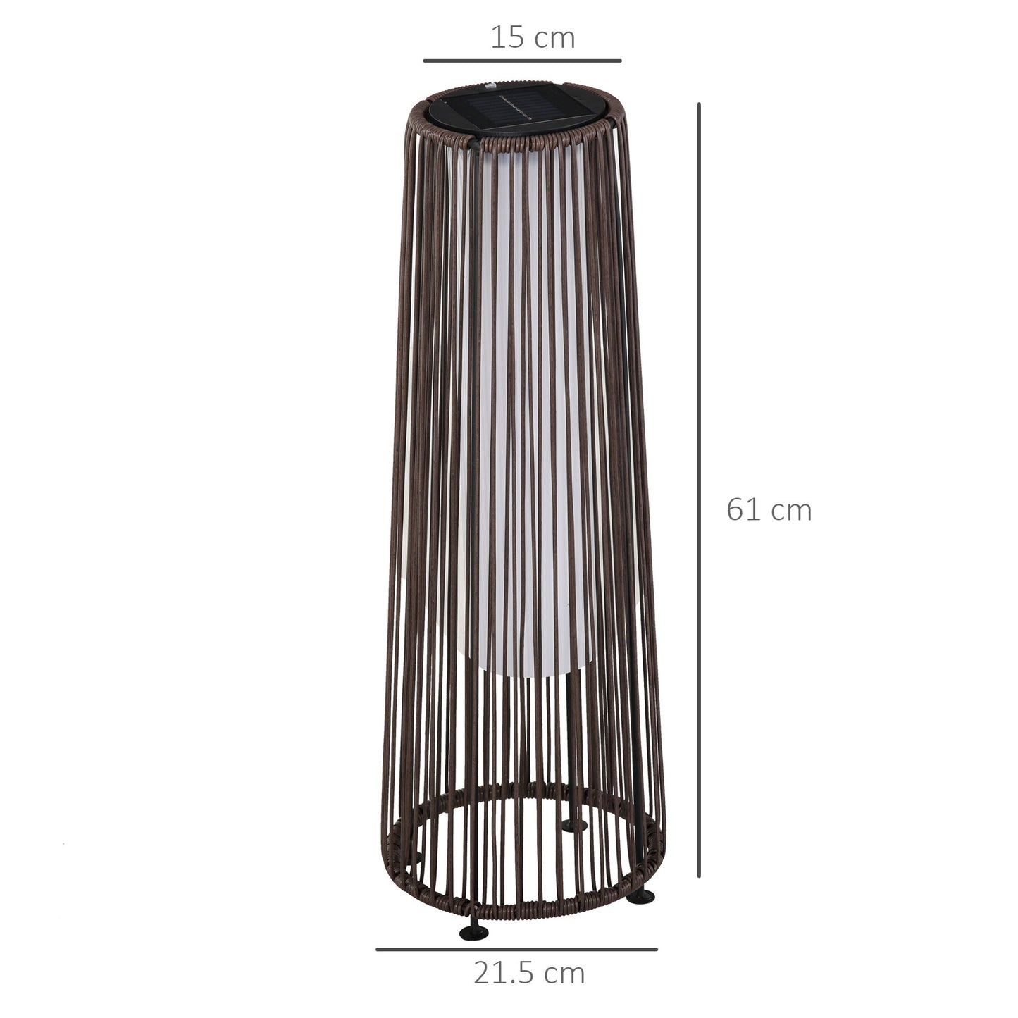 Set of 2 Solar Powered PE Rattan Lanterns with Auto On Off - Brown-2