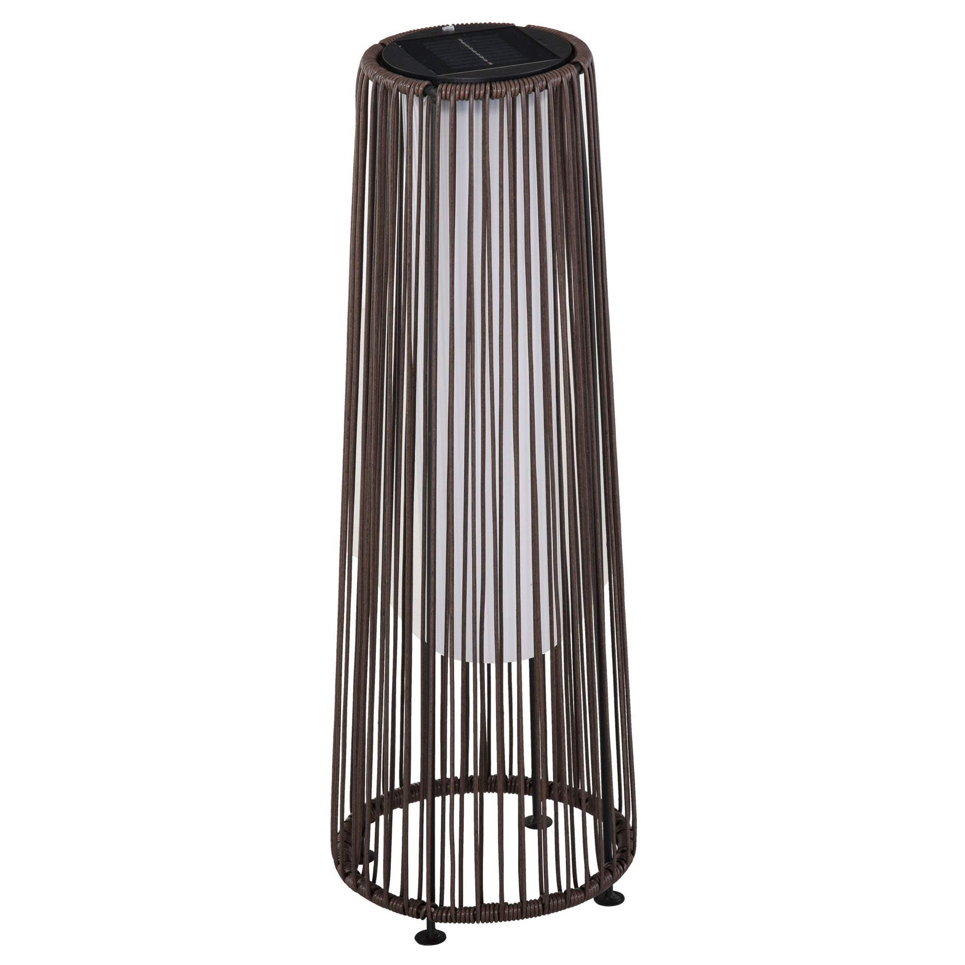 Set of 2 Solar Powered PE Rattan Lanterns with Auto On Off - Brown-0