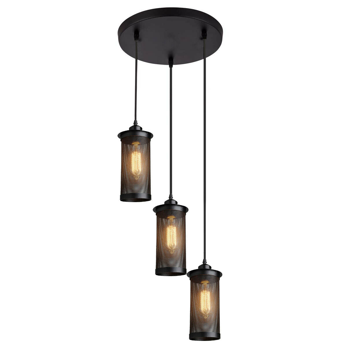 Modern Vintage Industrial Retro Loft Cluster Ceiling Lamp Shade Pendant Light UK~2148-2